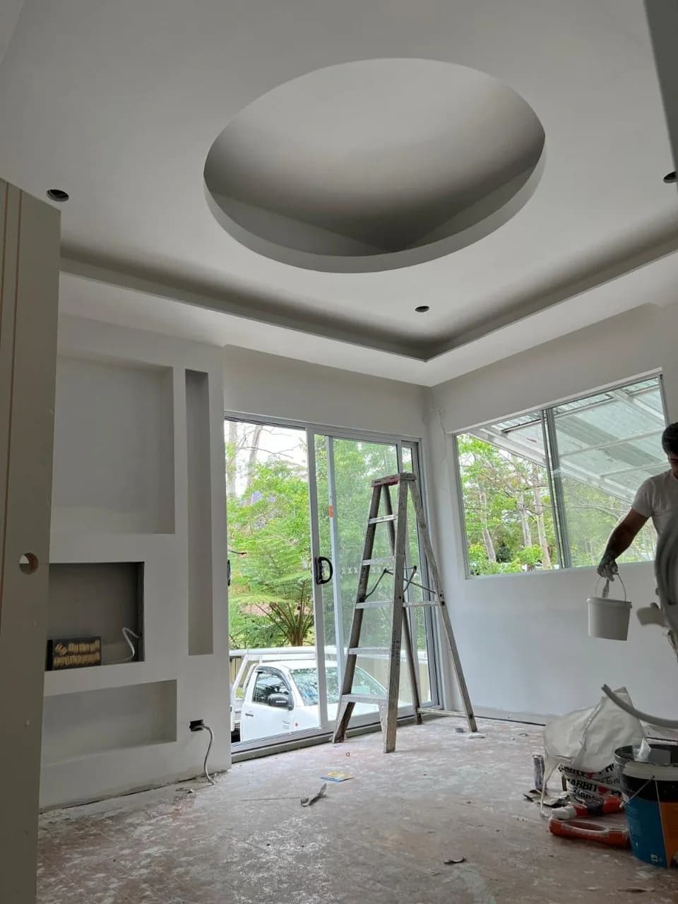 Decorative dome ceiling installation with recessed step lighting, Northern Beaches